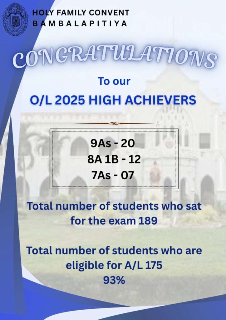 G.C.E. Ordinary Level Examination Best Results – 2025